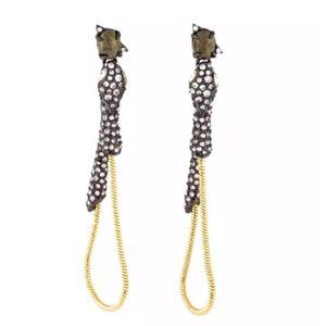 NEW Alexis Bittar Black Crystal Snake Chain Hoop Earrings